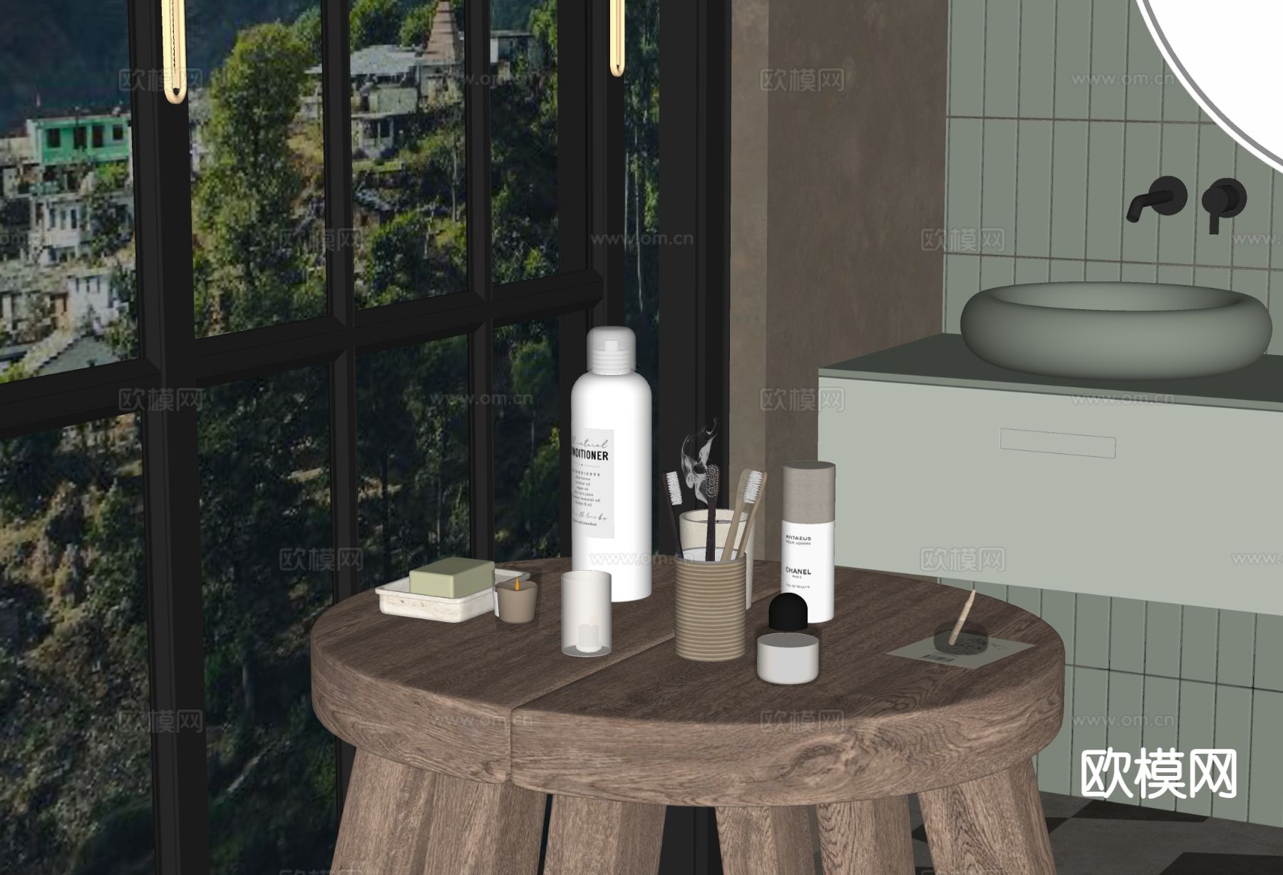 洗浴用品 洗发水 牙膏 香皂 香薰灯su模型下载（渲染图1）