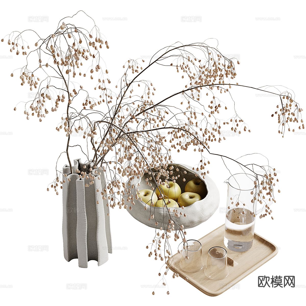 现代花瓶摆件 茶盘 果盘3d模型