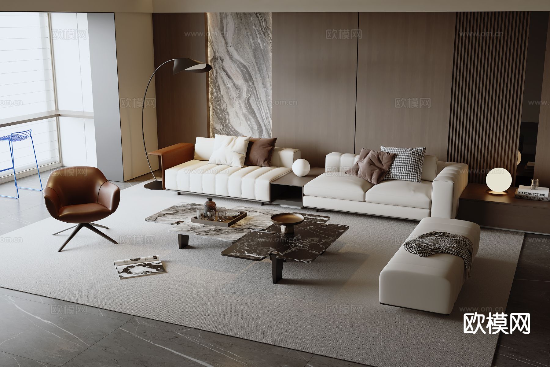 意式组合沙发su模型下载（渲染图2）