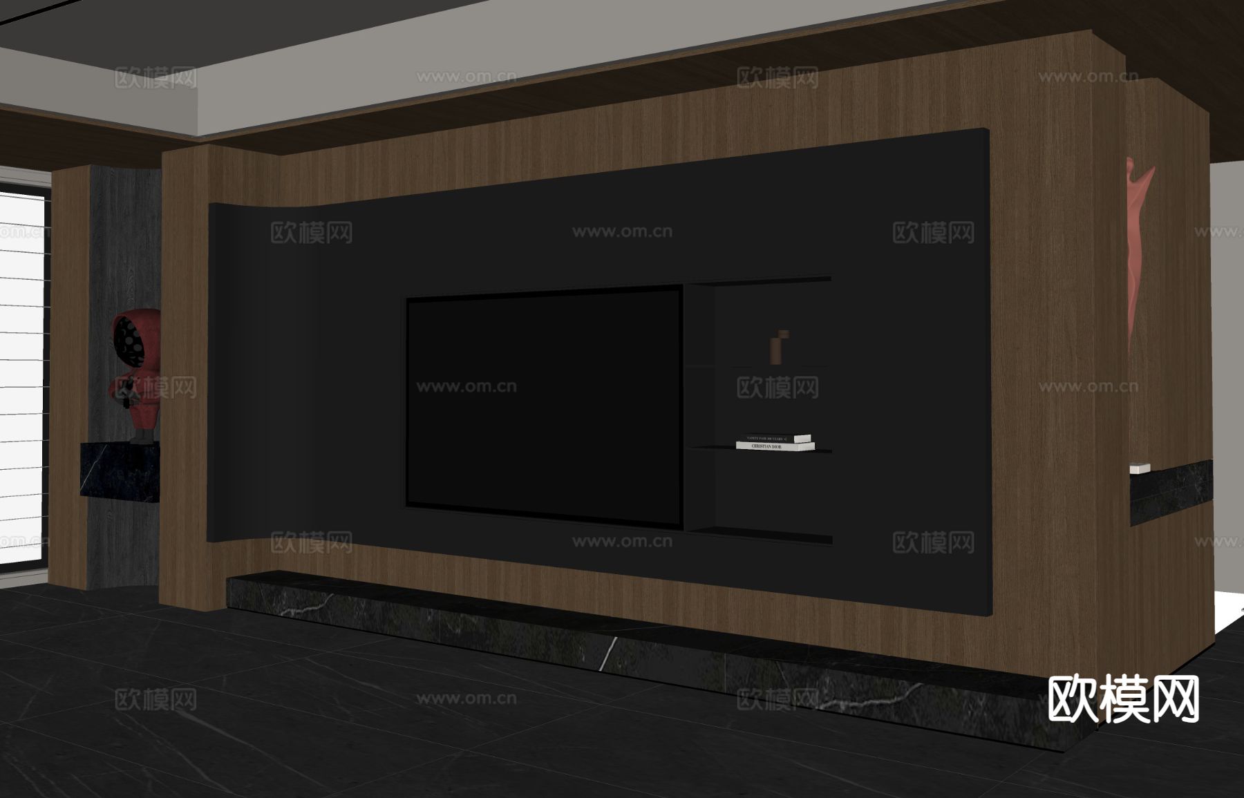 意式电视背景su模型下载（渲染图1）