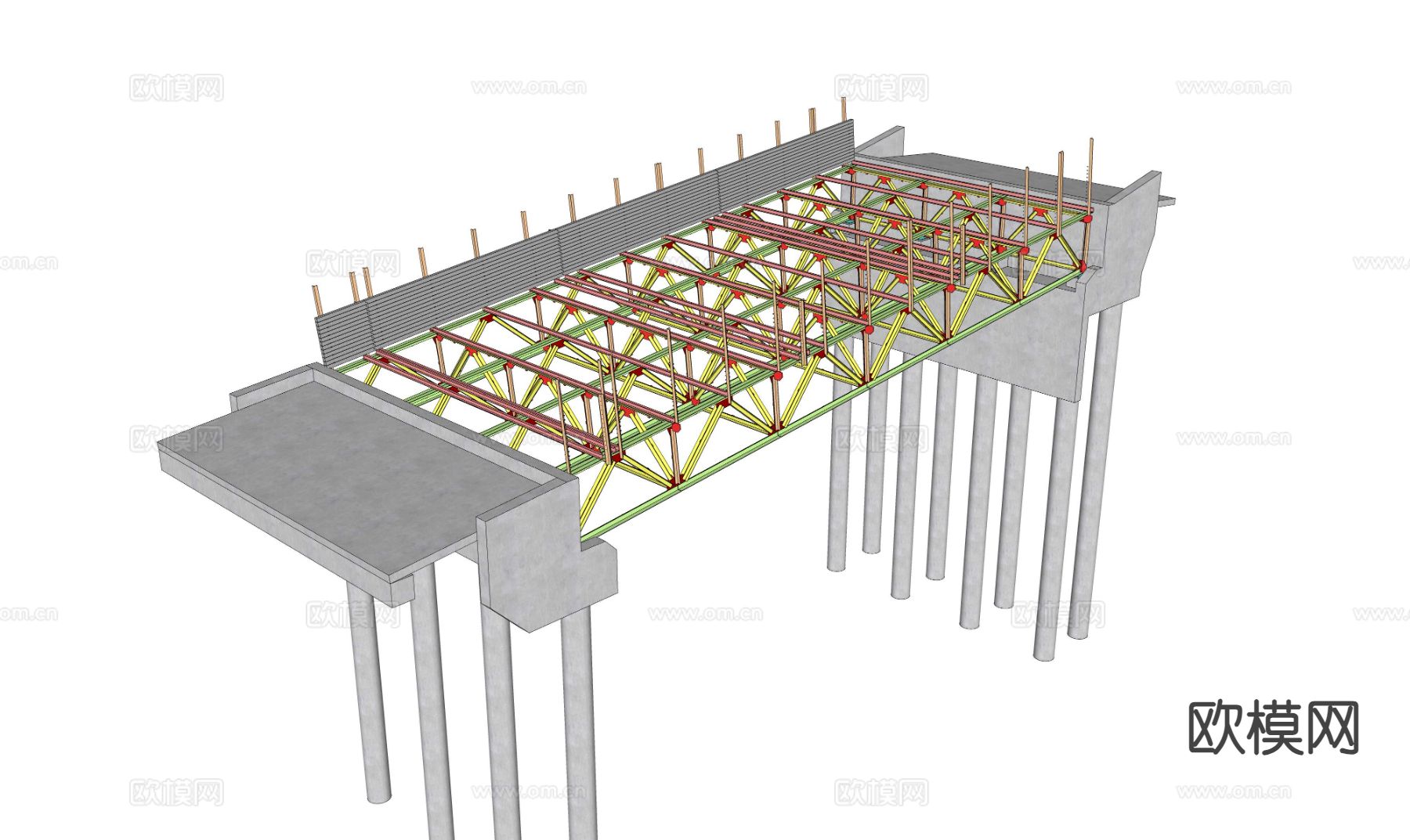 桥梁钢结构su模型下载（渲染图1）
