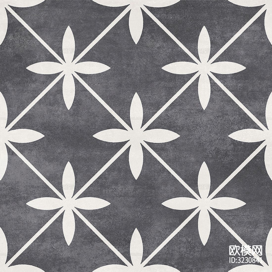 黑色现代简约花砖贴图下载