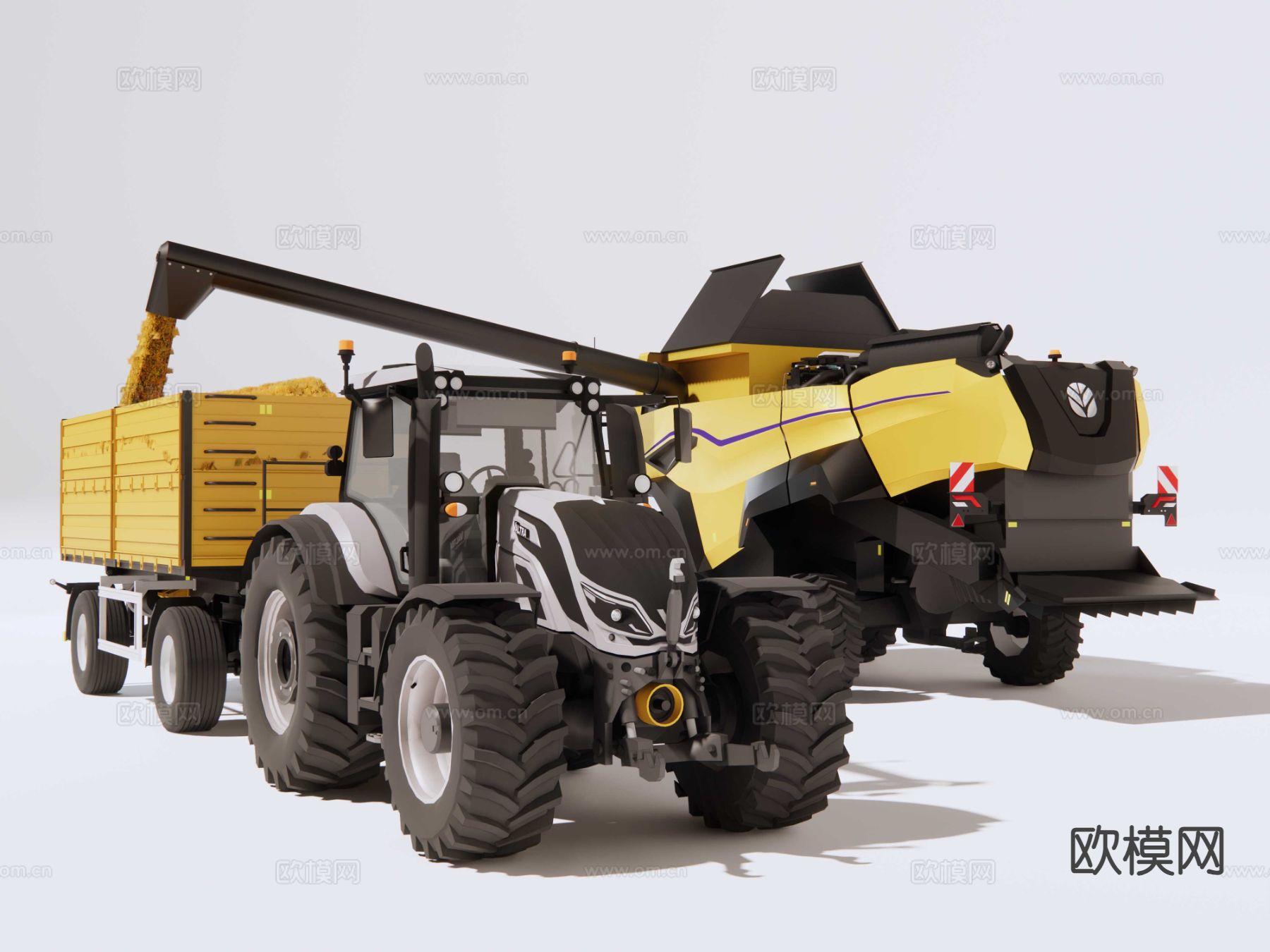 收割机 拖拉机 铲车su模型下载（渲染图6）