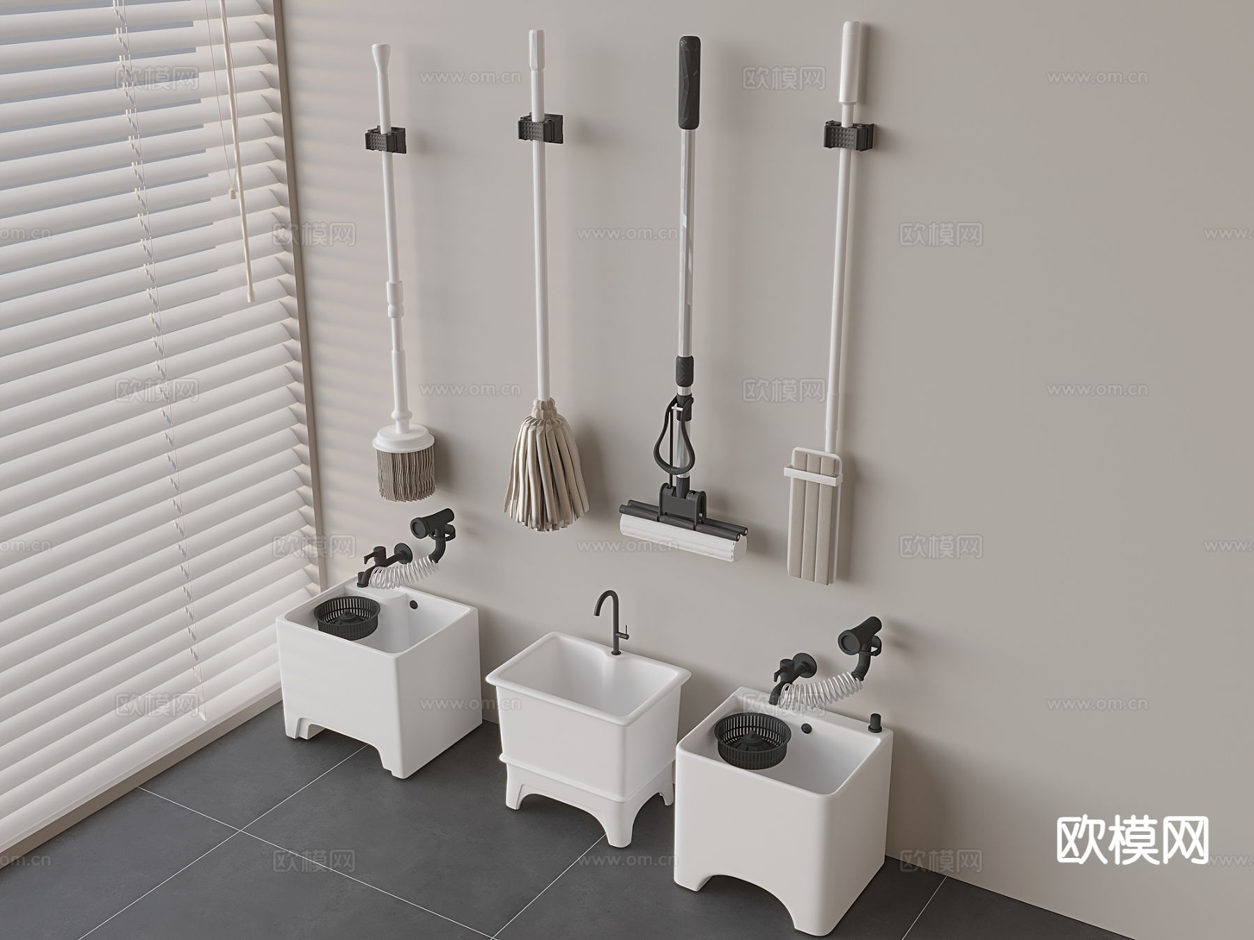 拖把池 拖布池 墩布池su模型下载（渲染图2）