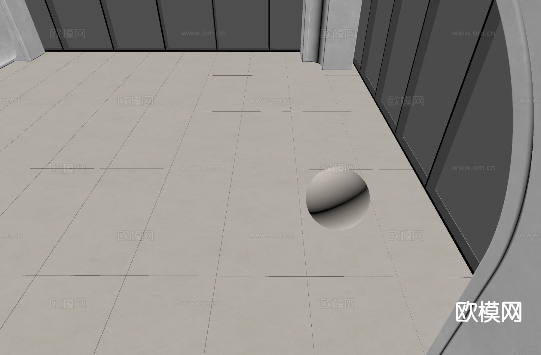 奶油风地砖 柔光砖 米白色地砖su模型下载（渲染图1）