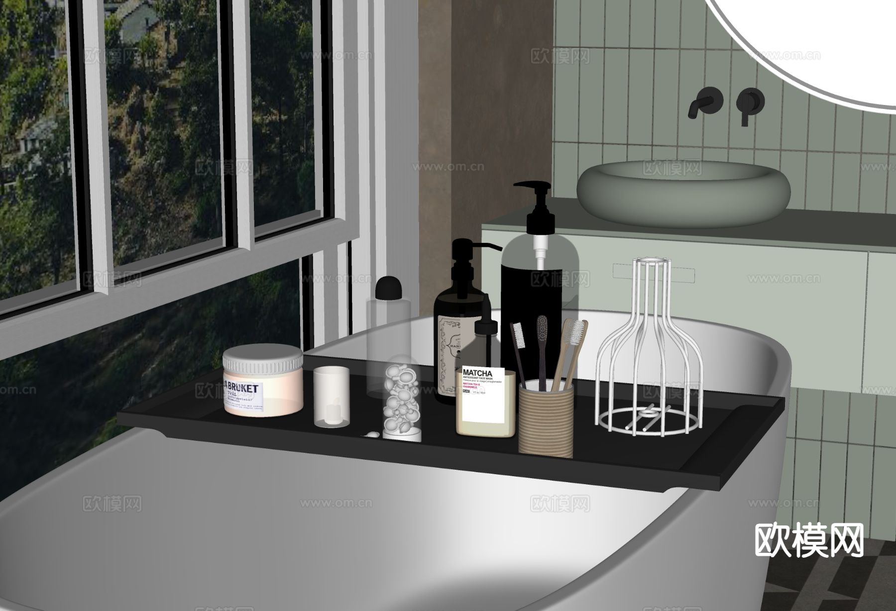 洗浴用品 洗发水 沐浴露 牙刷su模型下载（渲染图1）