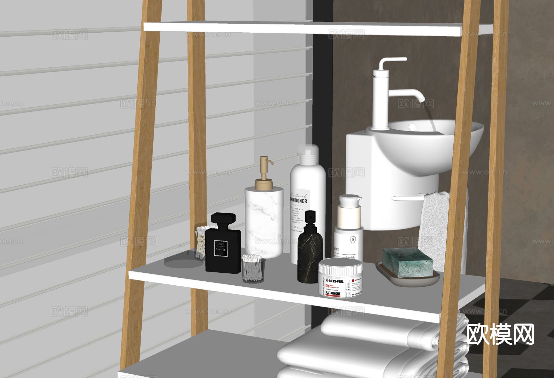 洗浴用品 洗发水 沐浴露 香皂su模型下载（渲染图1）