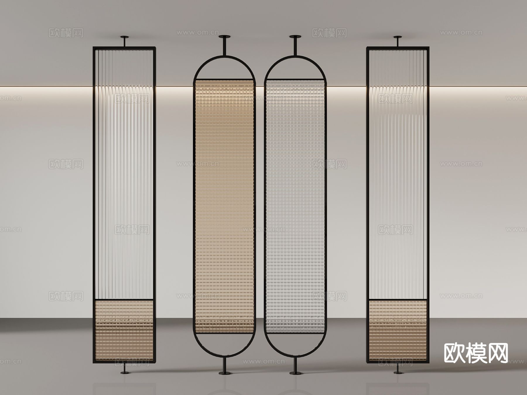 现代工艺隔断 玻璃隔断3d模型