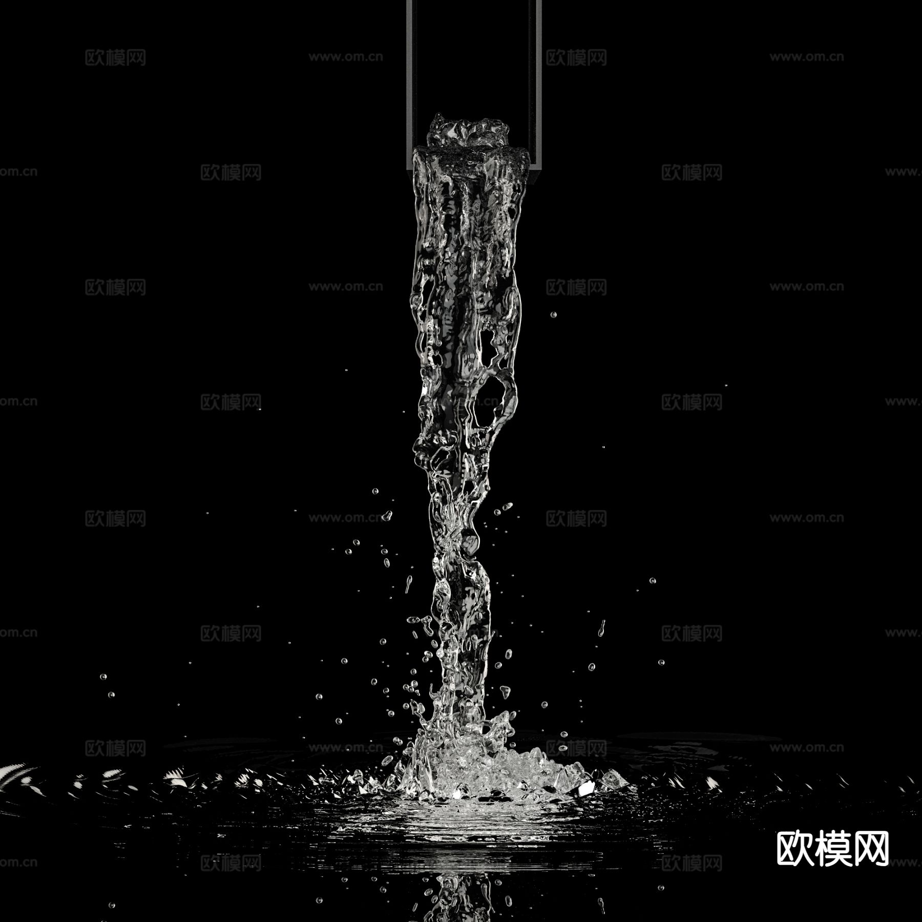 现代水景 喷泉叠水 水滴3d模型