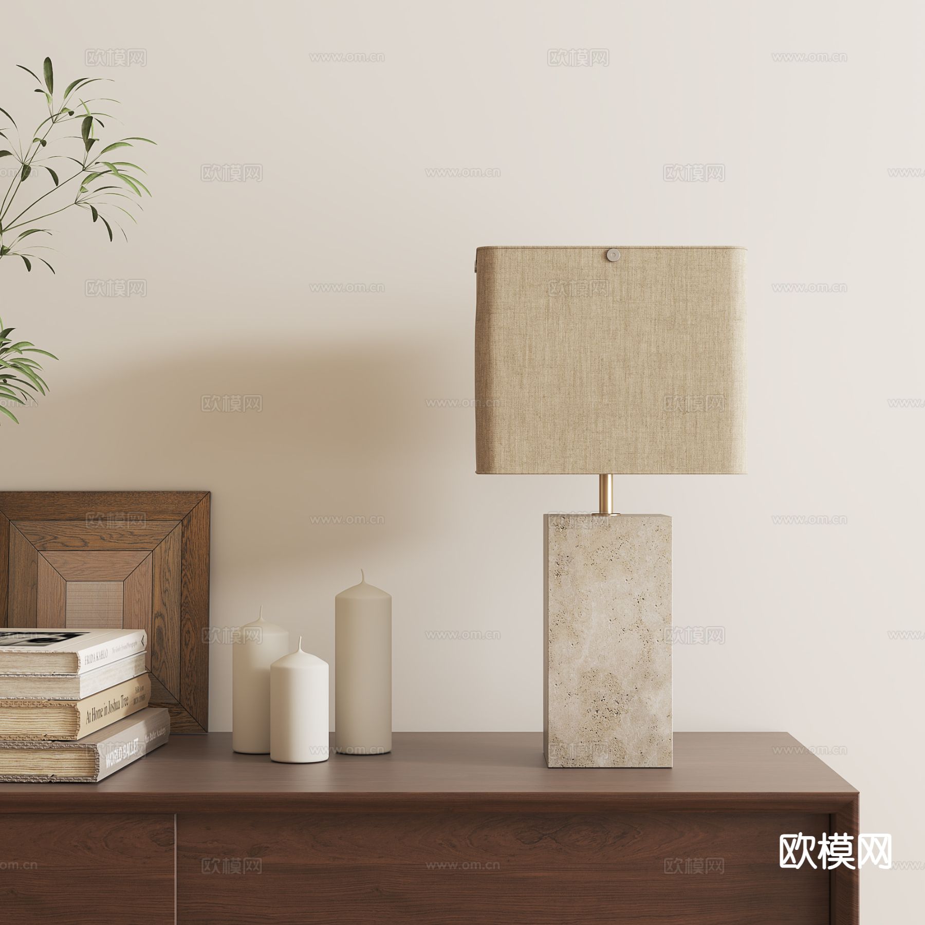 中古风台灯su模型下载（渲染图2）