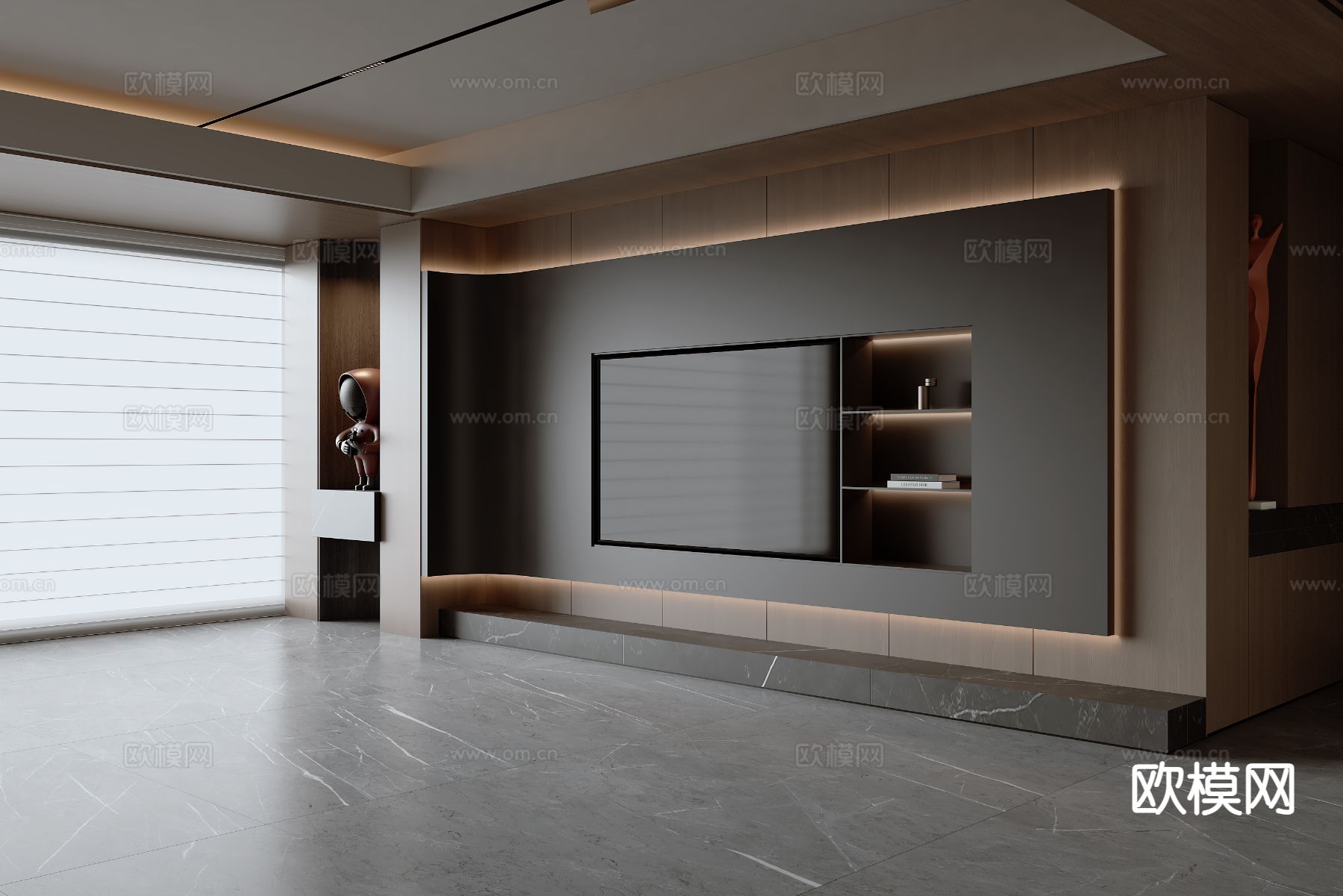 意式电视背景su模型下载（渲染图2）