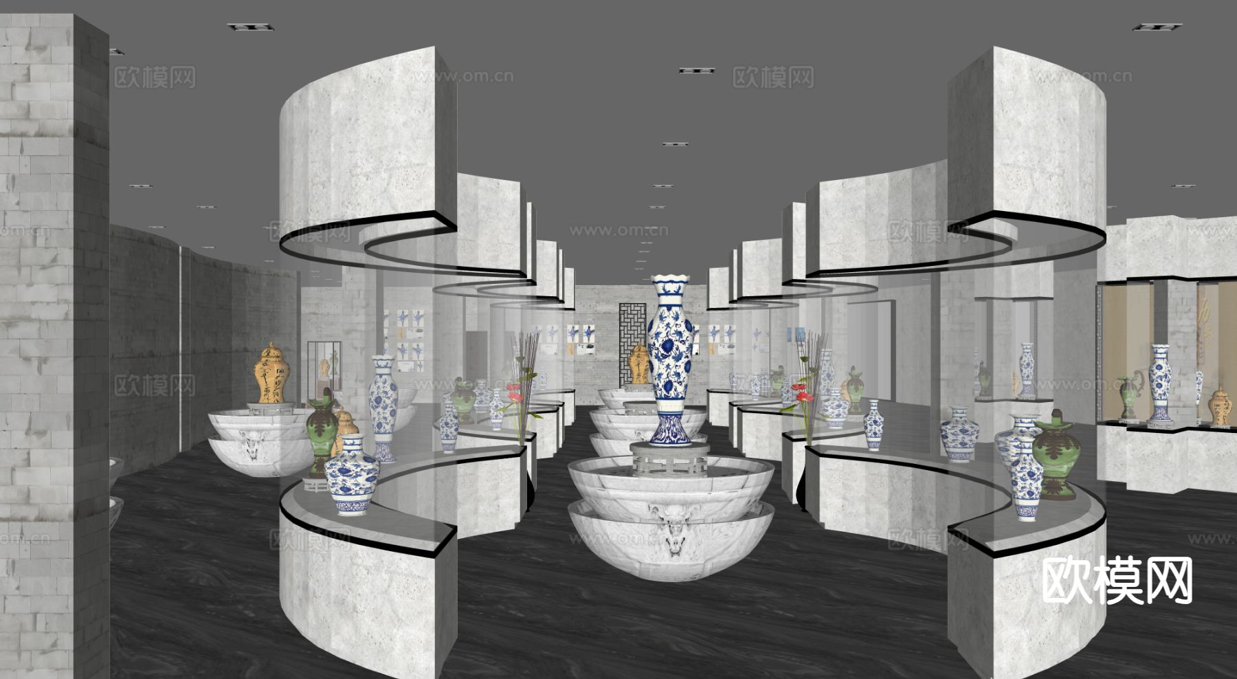 新中式博物馆su模型下载（渲染图1）