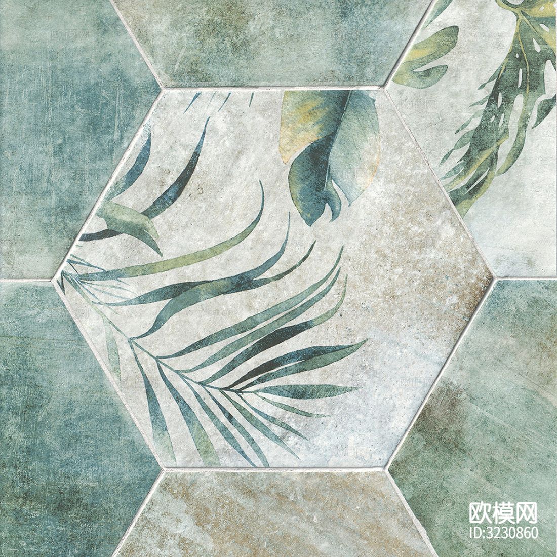 绿色花砖贴图下载