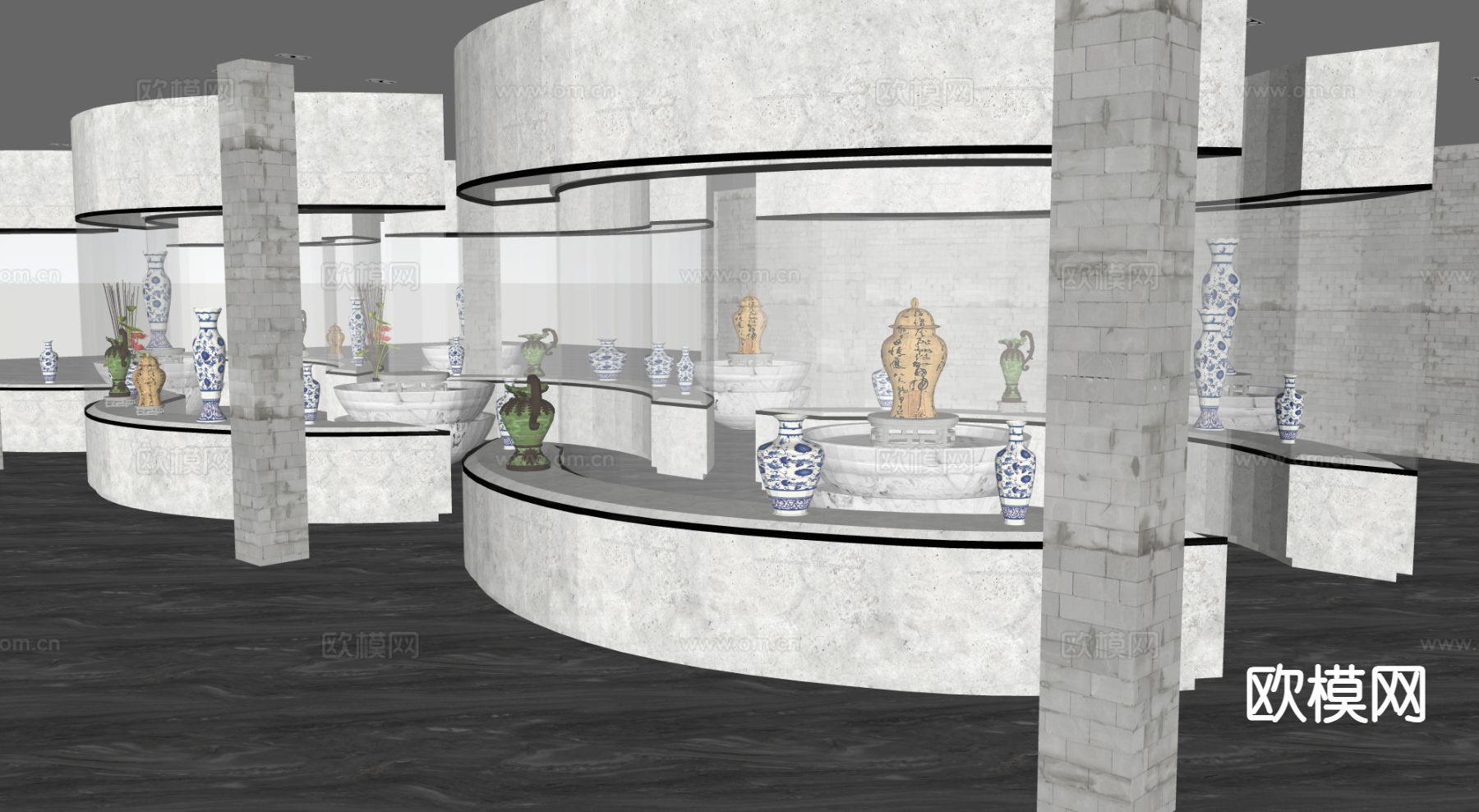 新中式博物馆su模型下载（渲染图4）