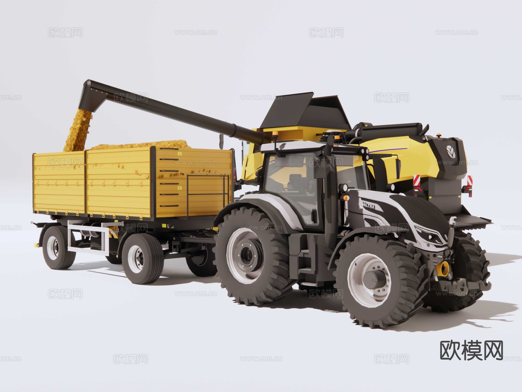 收割机 拖拉机 铲车su模型下载（渲染图2）