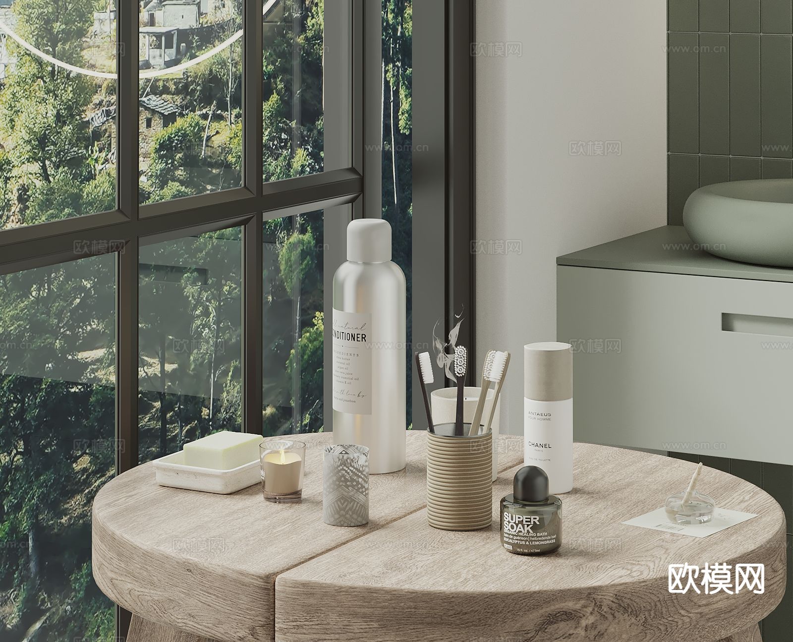 洗浴用品 洗发水 牙膏 香皂 香薰灯su模型下载（渲染图2）