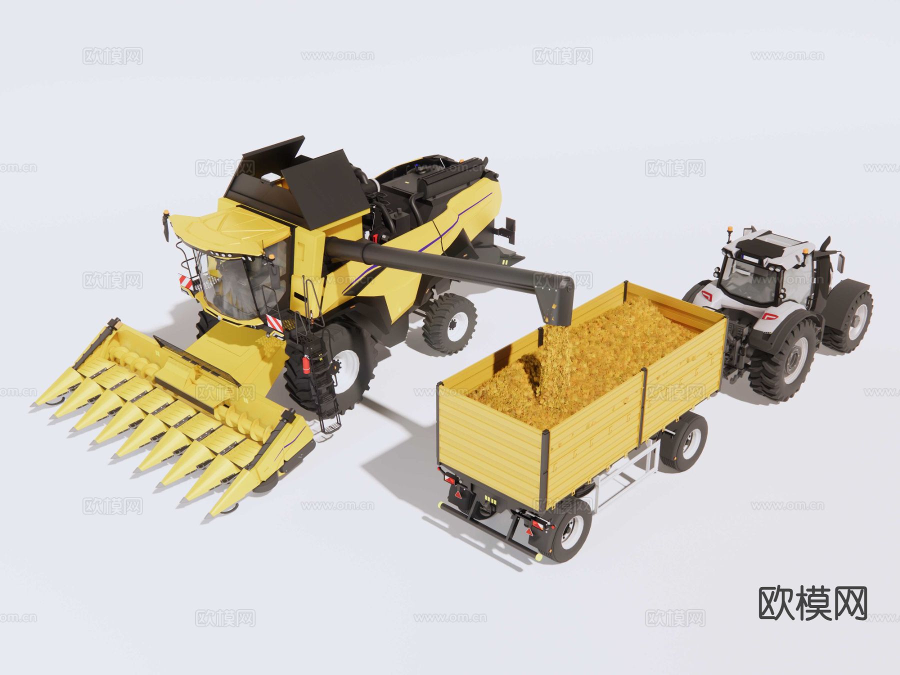 收割机 拖拉机 铲车su模型下载（渲染图8）
