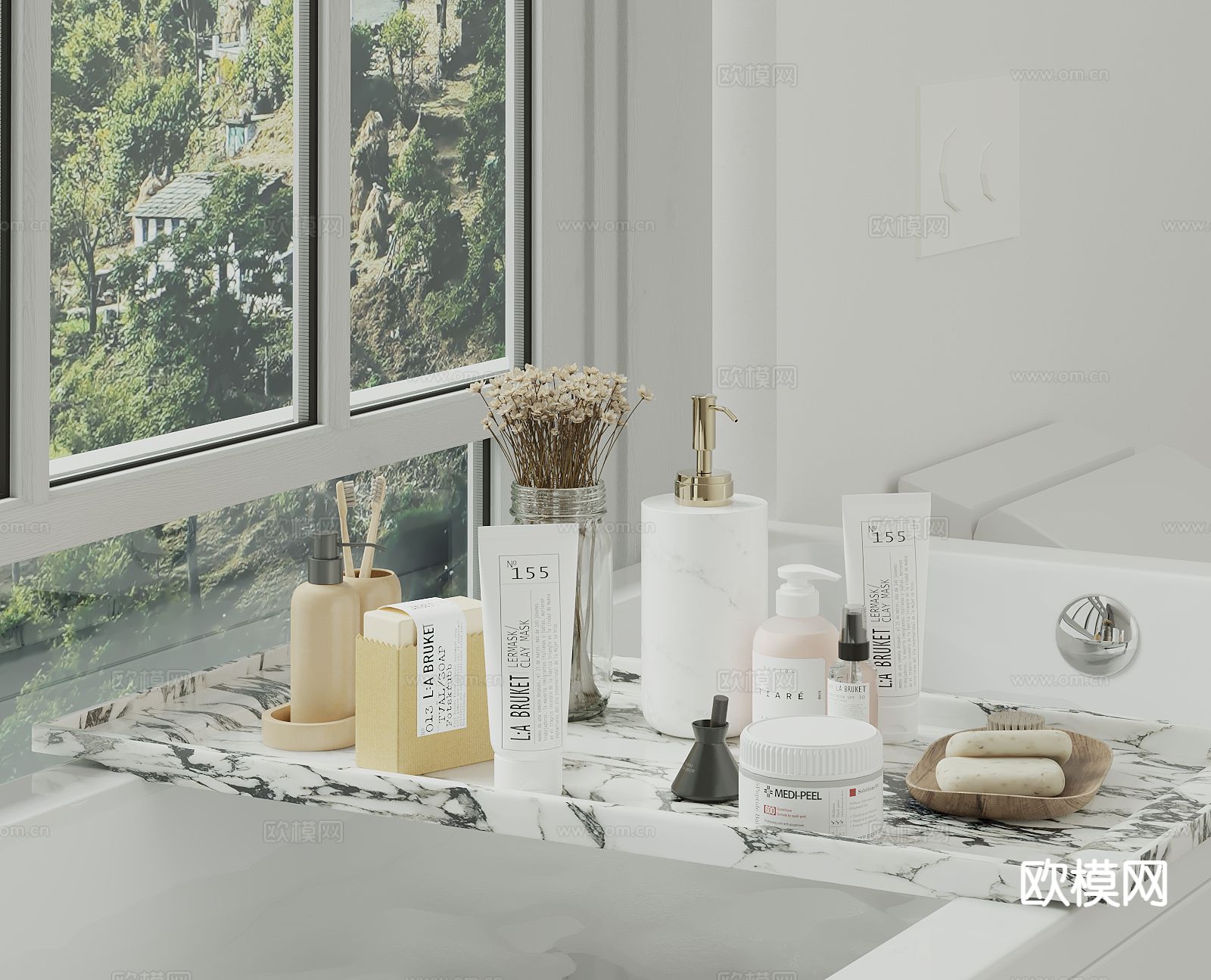 洗浴用品 洗面奶 香皂 牙刷su模型下载（渲染图2）