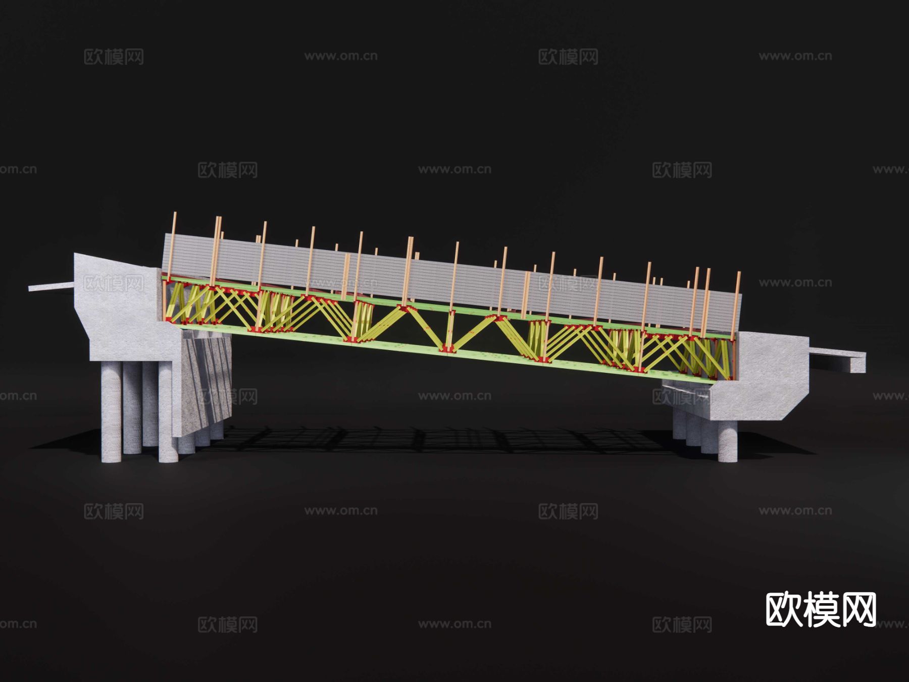 桥梁钢结构su模型下载（渲染图3）