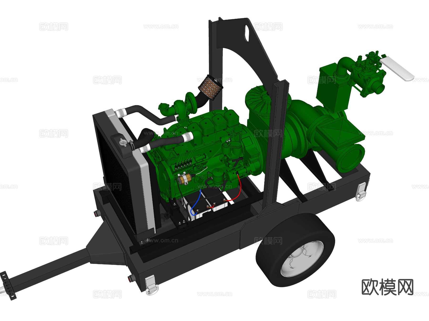 工业设备 水泵 柴油机泵 柴油发电机su模型下载（渲染图1）