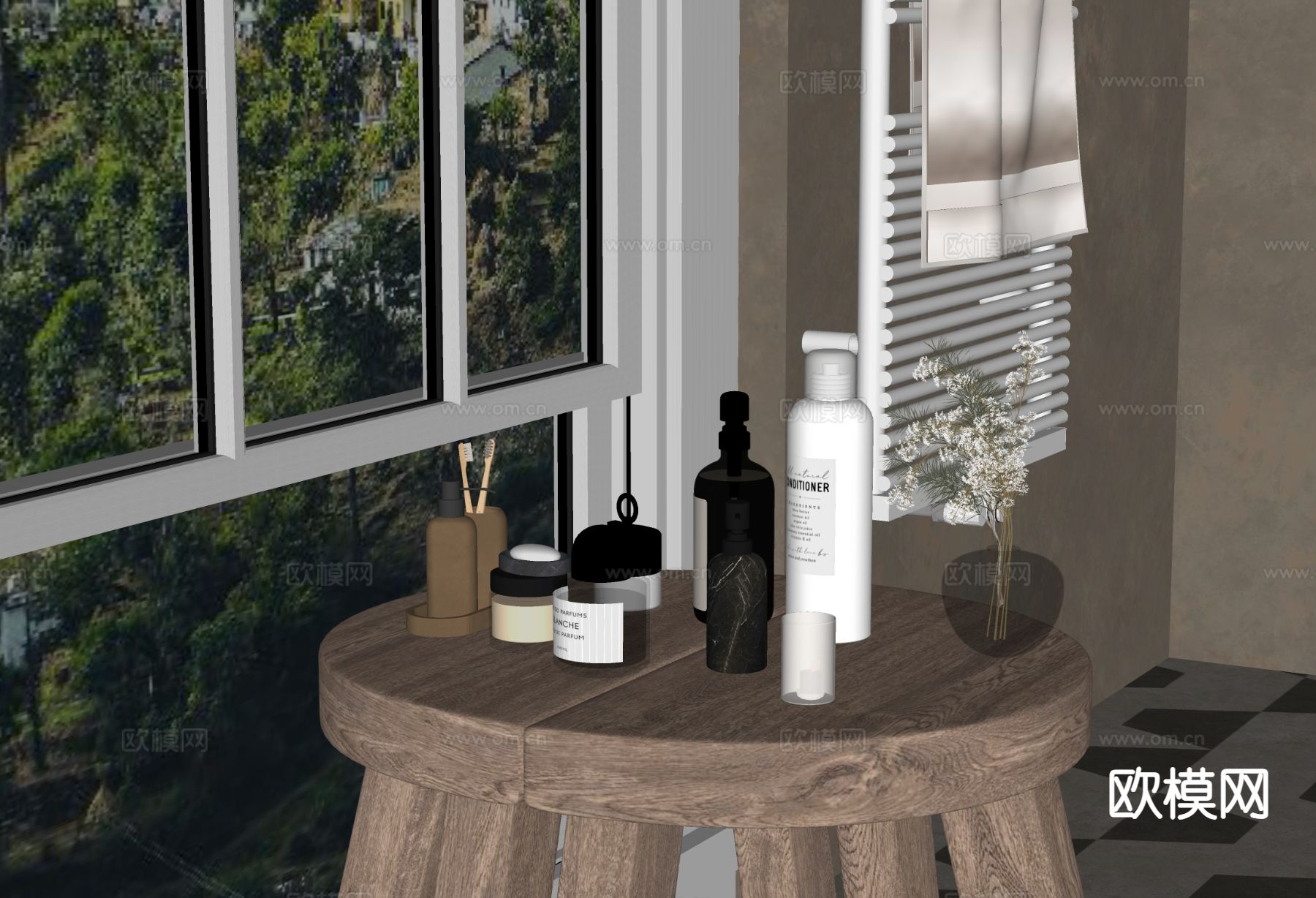 洗浴用品 洗发水 沐浴露 牙刷su模型下载（渲染图1）