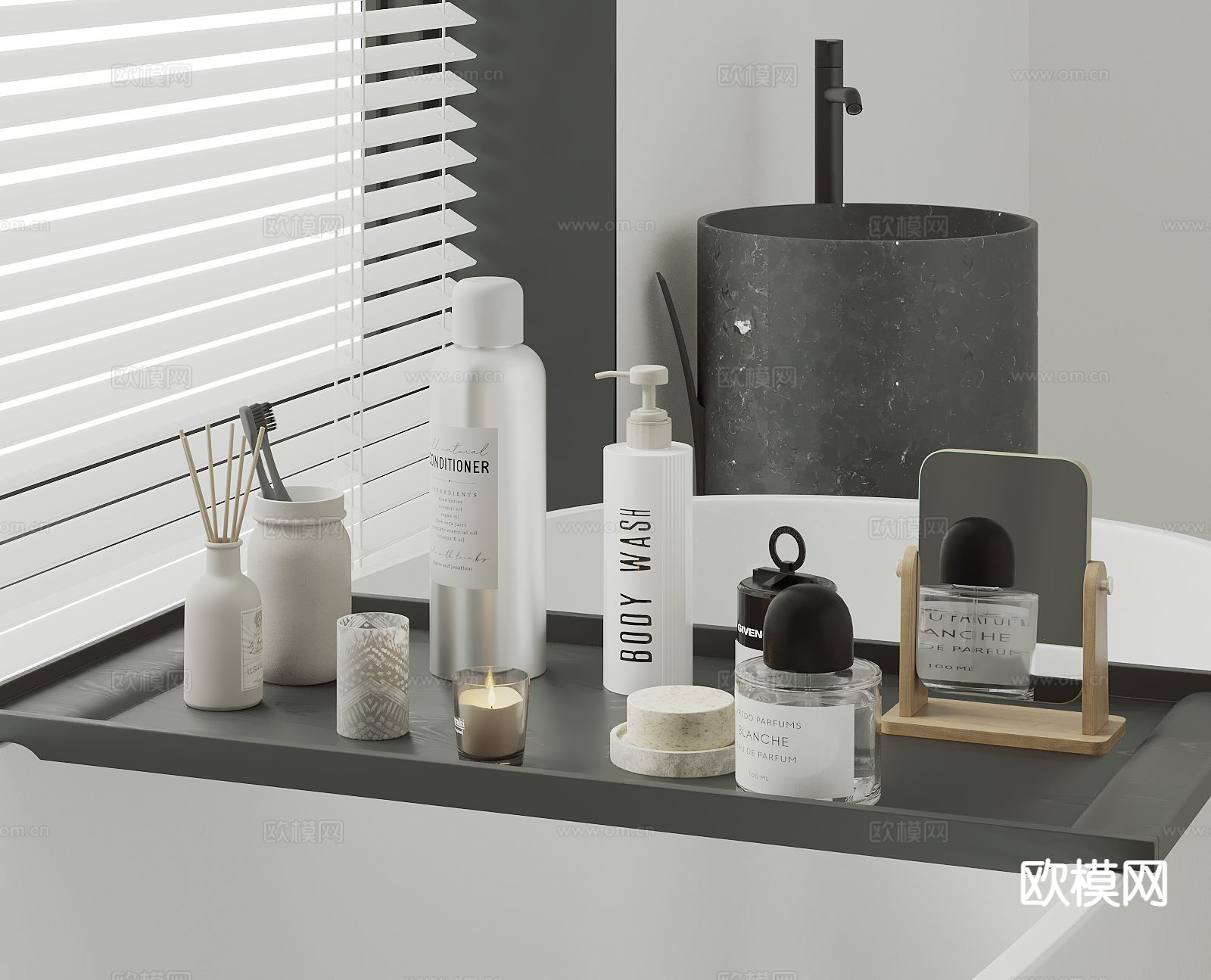 洗浴用品 洗发水 沐浴露 香薰灯su模型下载（渲染图2）