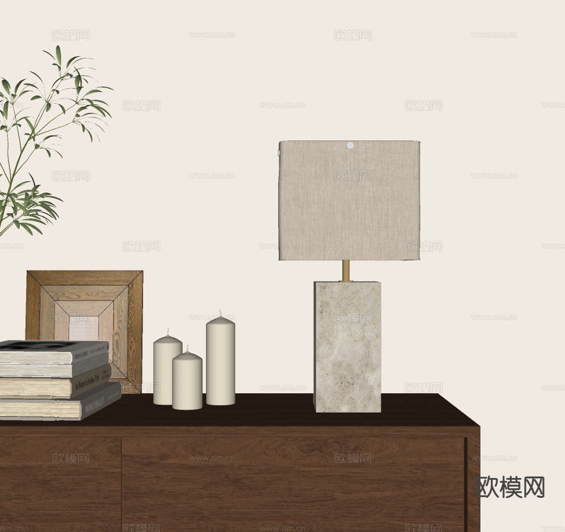 中古风台灯su模型下载（渲染图1）