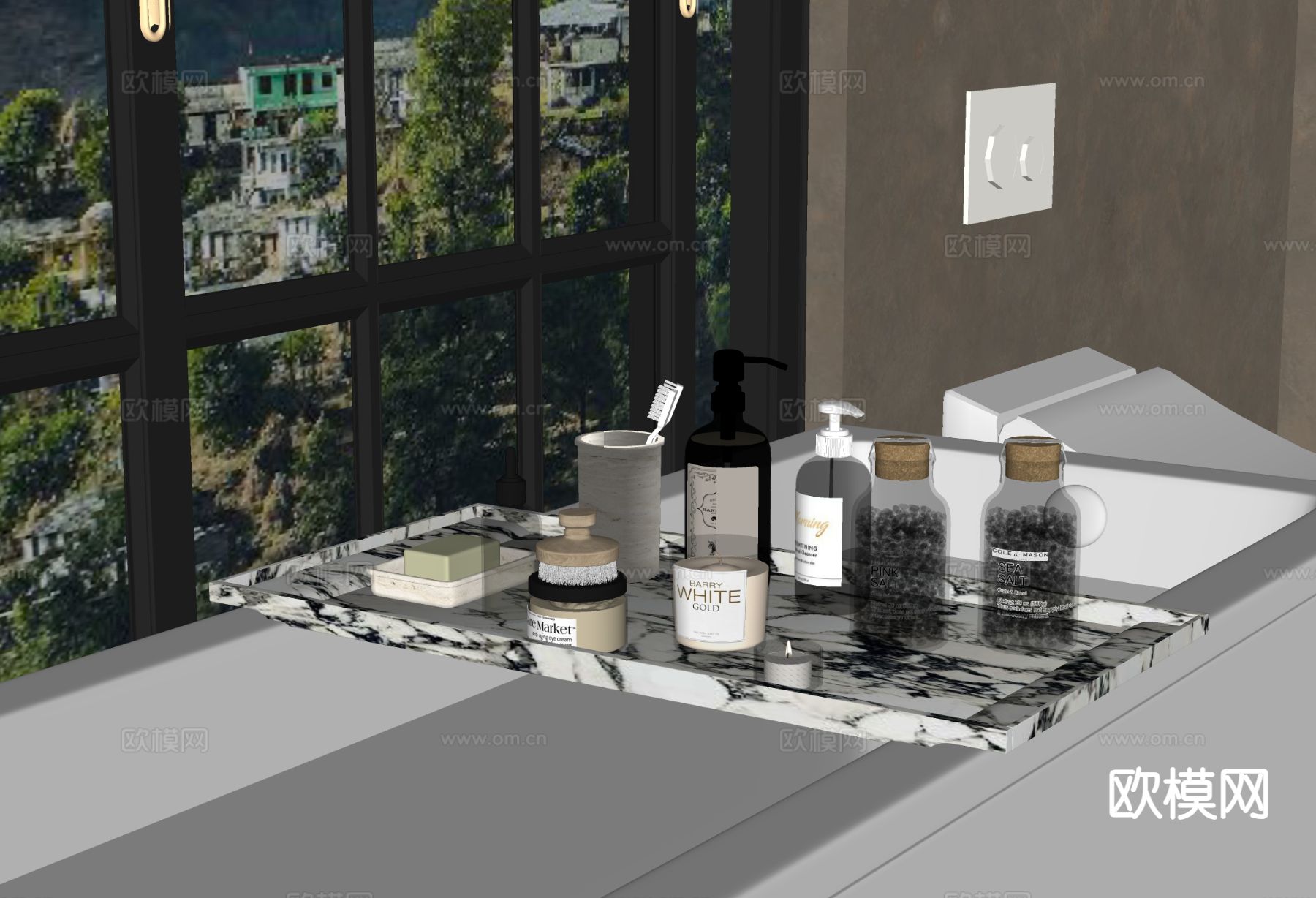 洗浴用品 洗发水 沐浴露 香皂su模型下载（渲染图1）