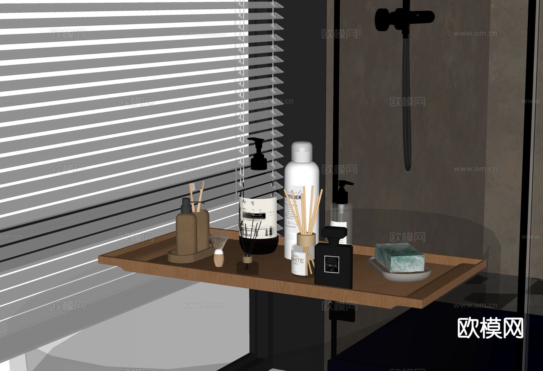 洗浴用品 洗发水 沐浴露 香皂su模型下载（渲染图1）