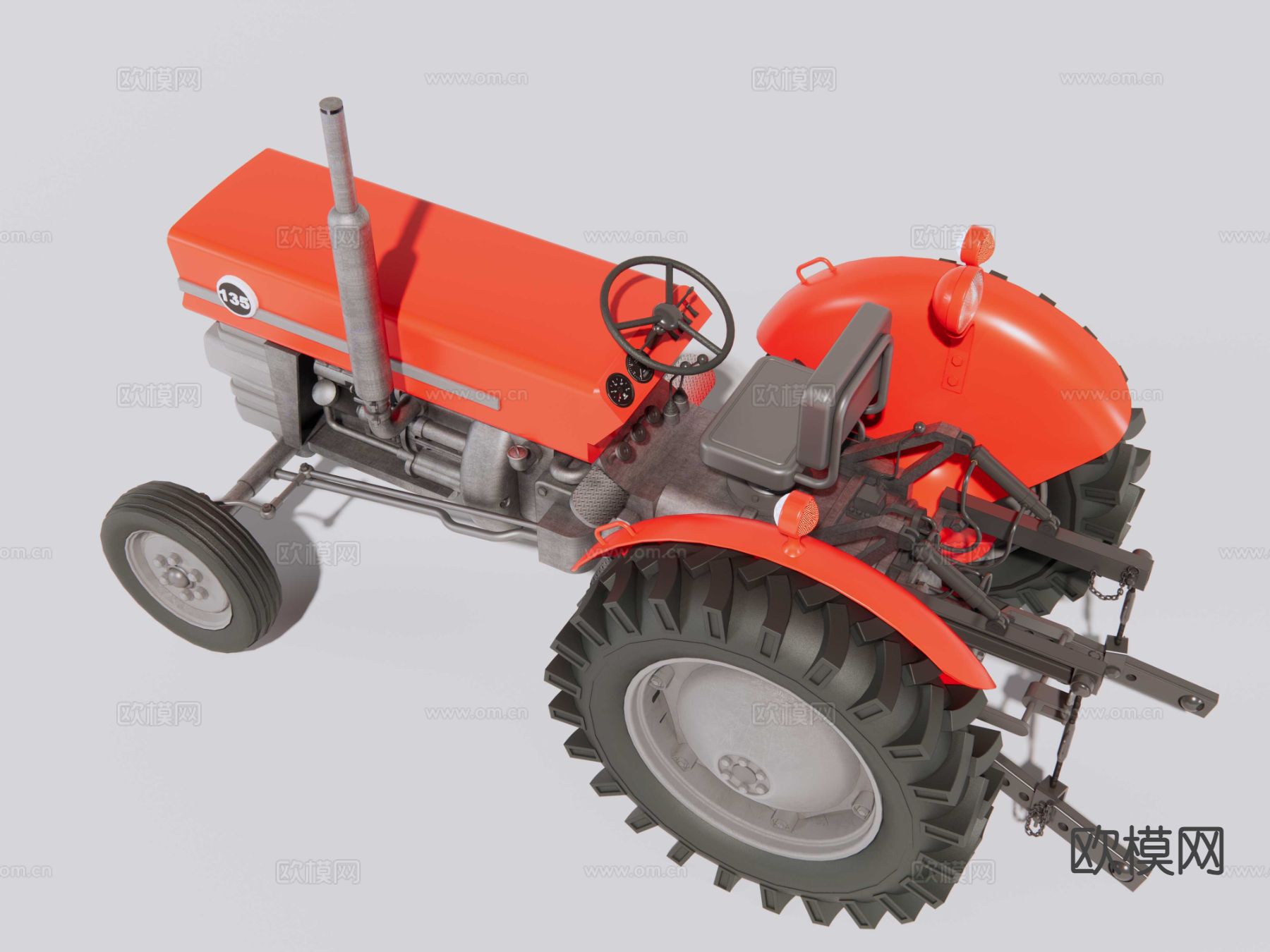 农用拖拉机su模型下载（渲染图6）