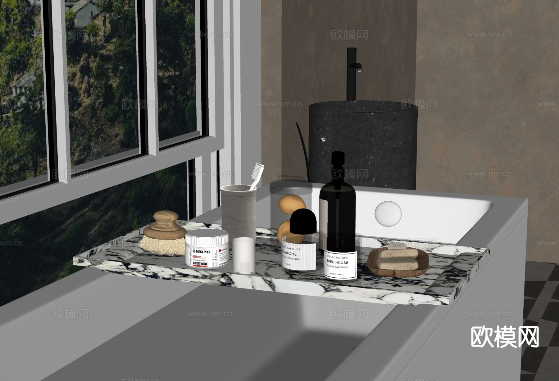 洗浴用品 洗发水 沐浴露 香皂su模型下载（渲染图1）