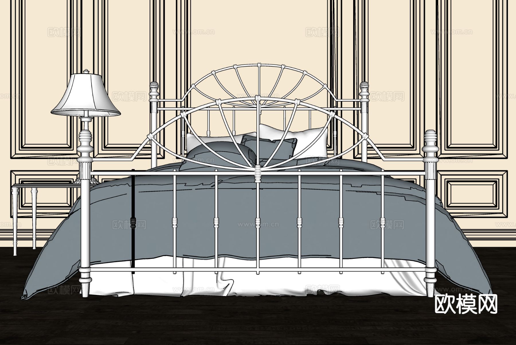欧式公主床 儿童床su模型下载（渲染图1）