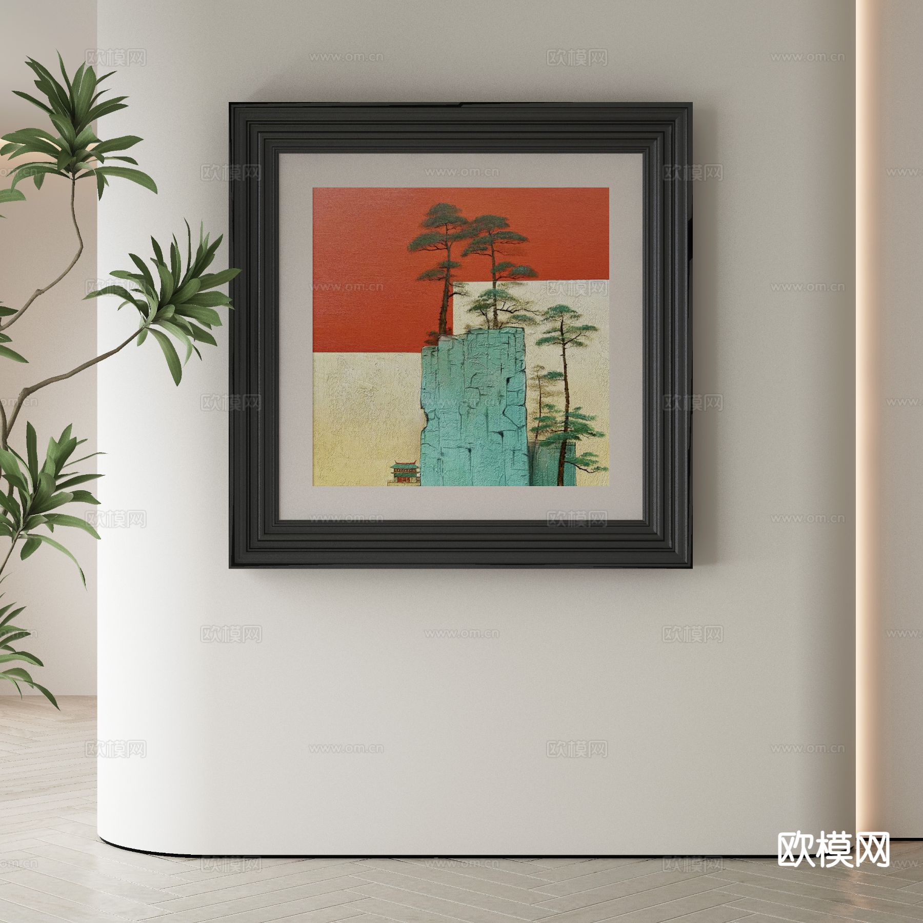 新中式装饰画 挂画 风景画3d模型