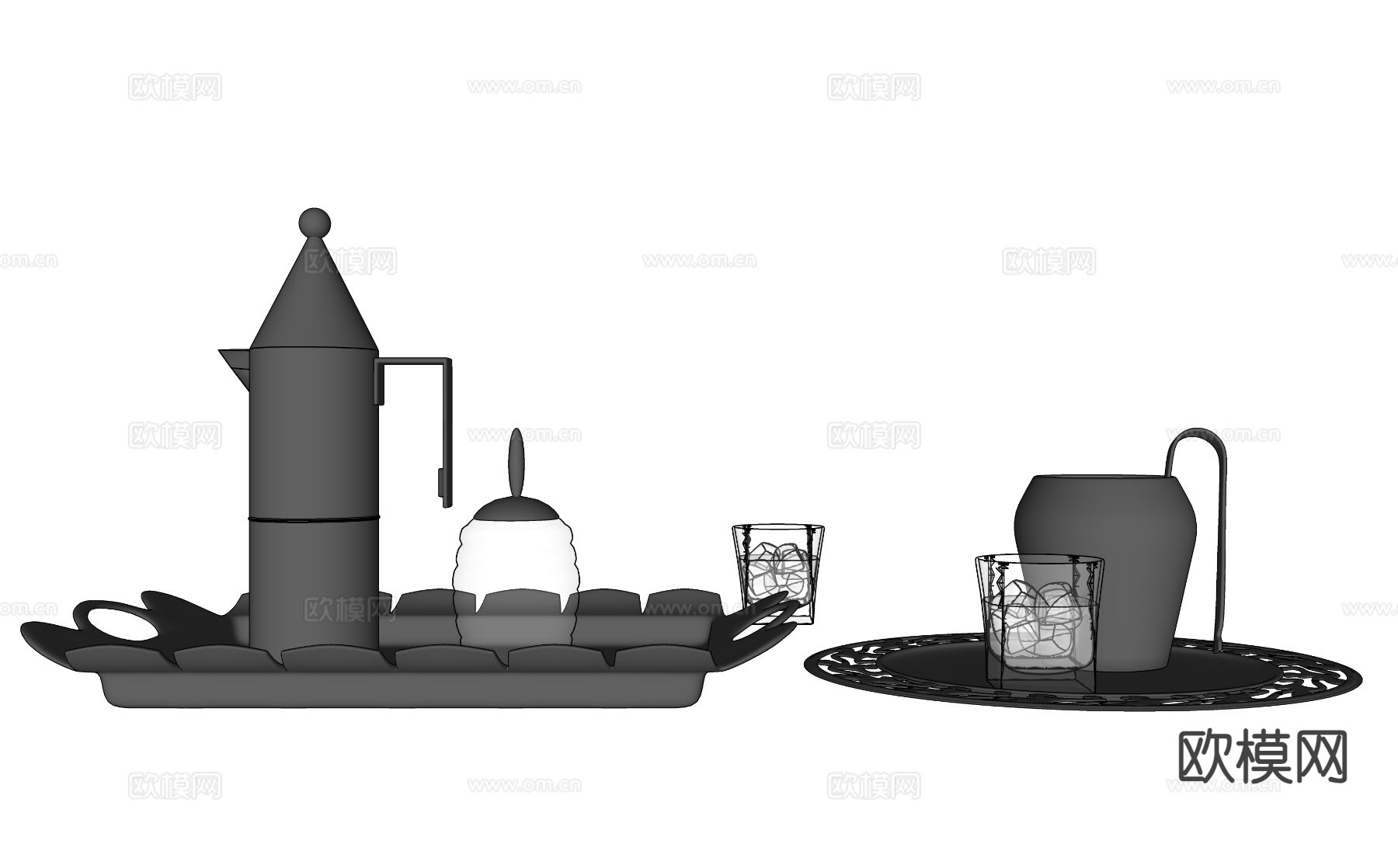 不锈钢餐具su模型下载（渲染图1）