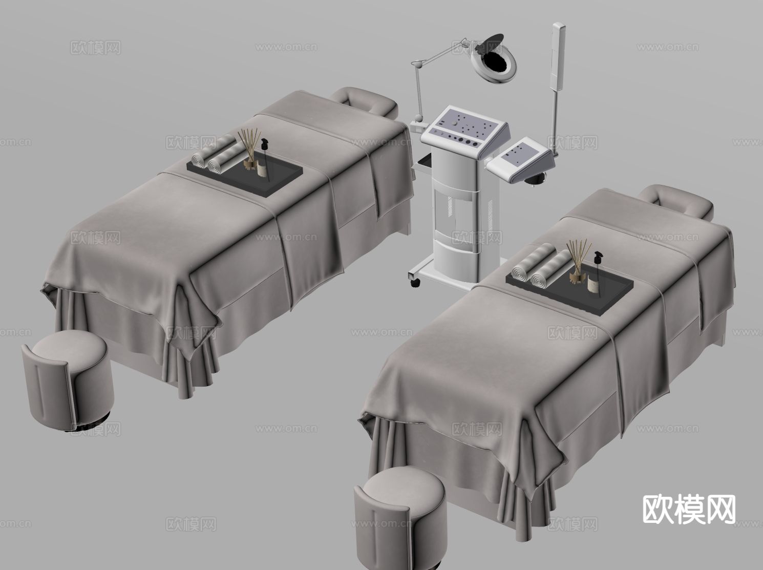 现代按摩床 美容床su模型下载（渲染图1）