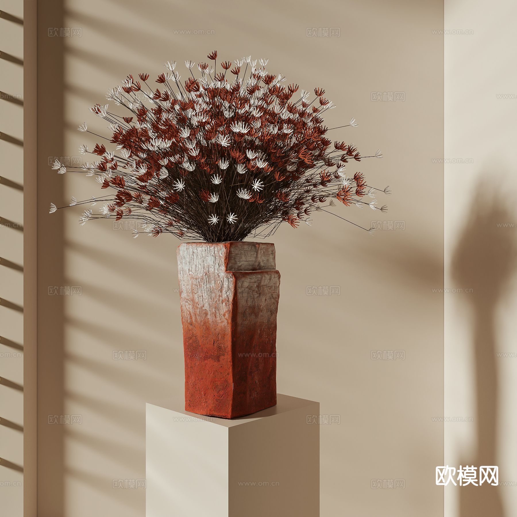 侘寂花瓶 花艺 插花 干花3d模型