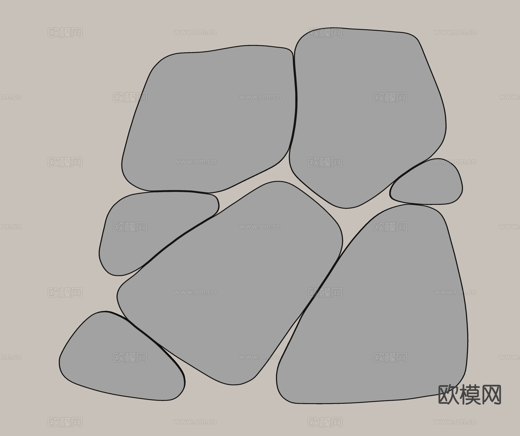 现代镜子su模型下载（渲染图1）