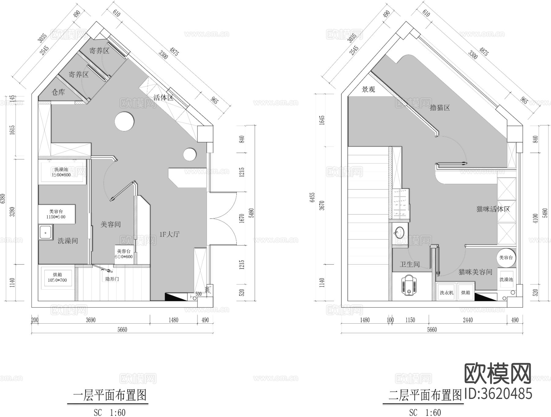 宠物店CAD平面图下载（渲染图1）