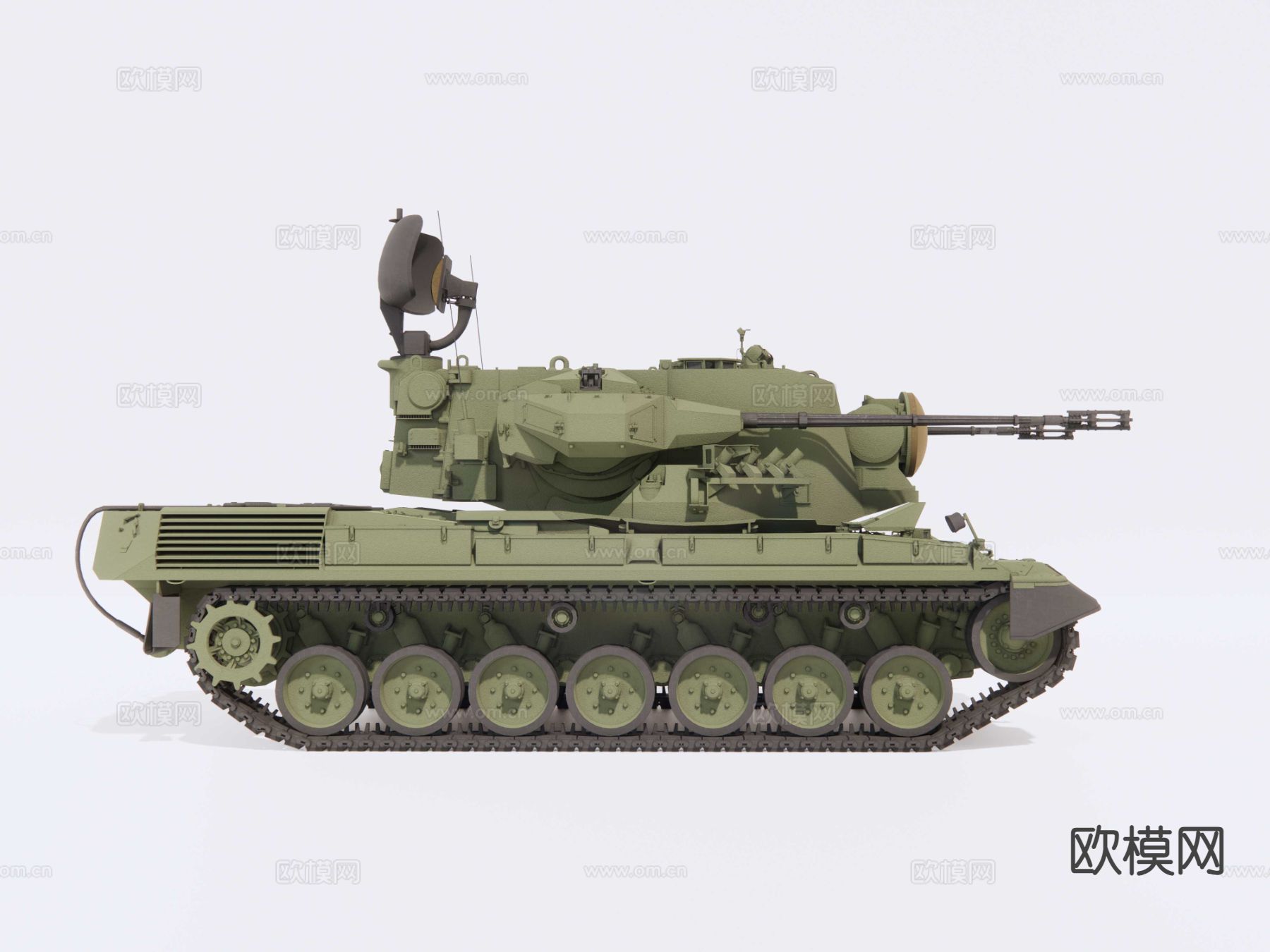 军事坦克 履带车 猎豹防空车su模型下载（渲染图2）