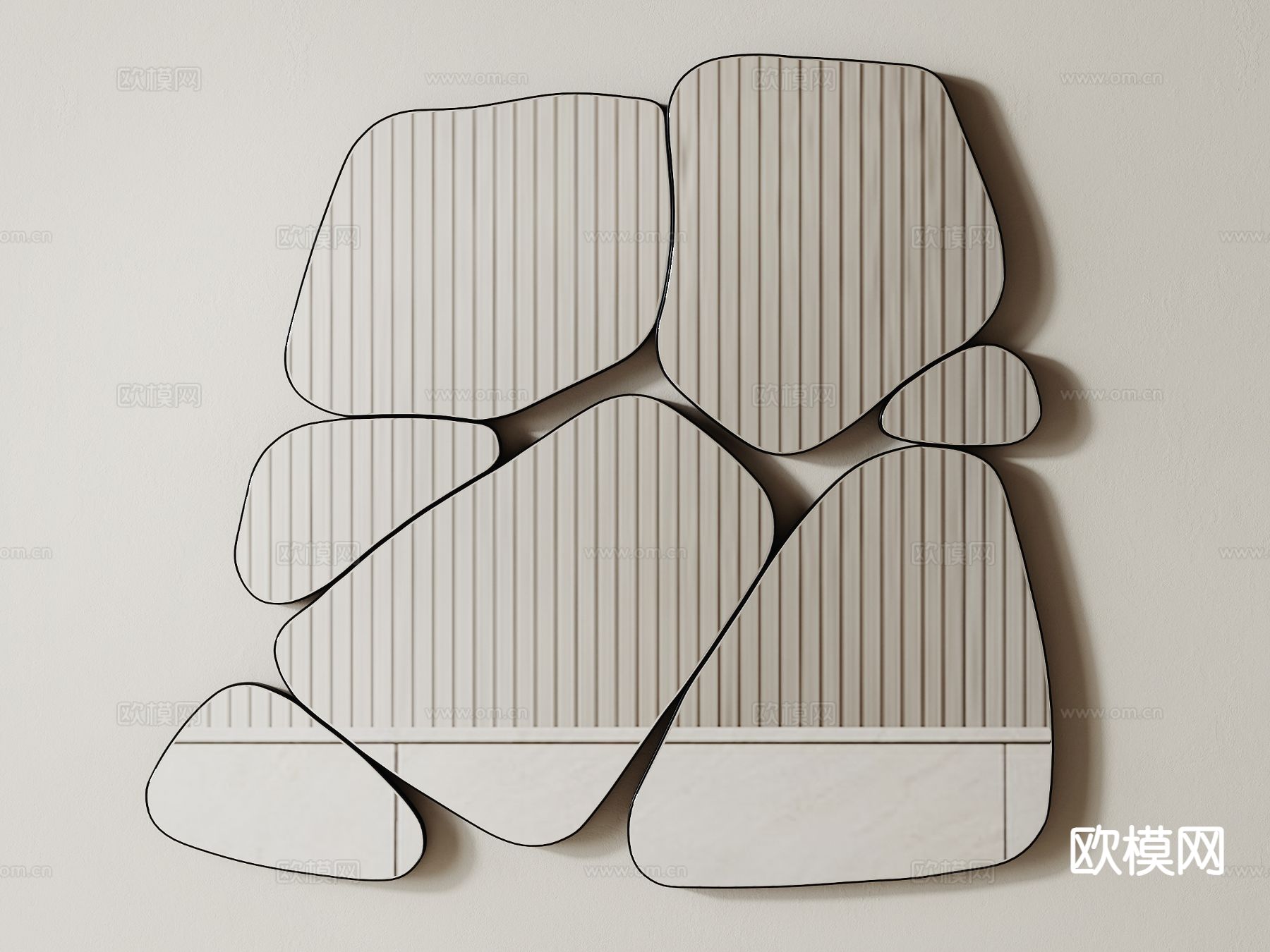 现代镜子su模型下载（渲染图2）