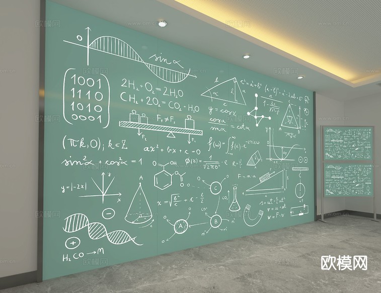 现代写字板 黑板 粉笔画3d模型下载