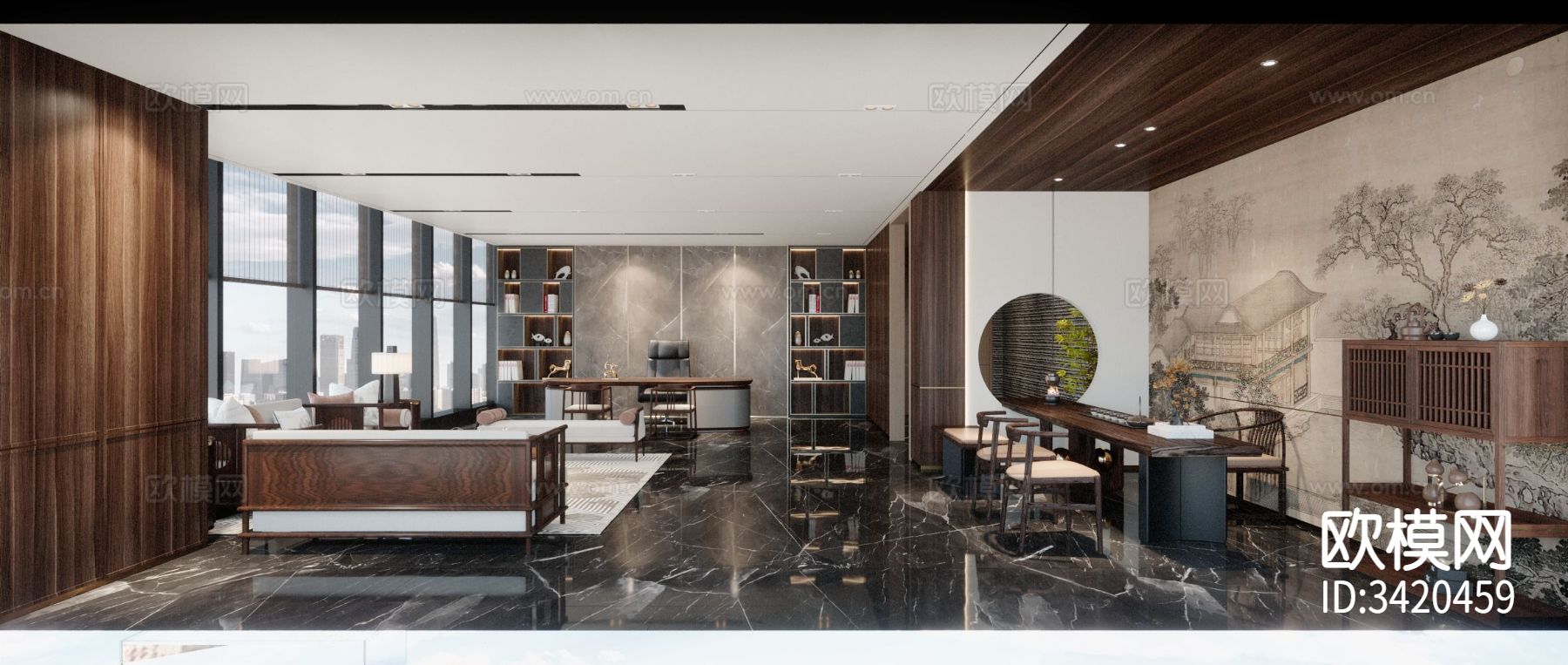 高级办公会所装修效果图下载（渲染图2）