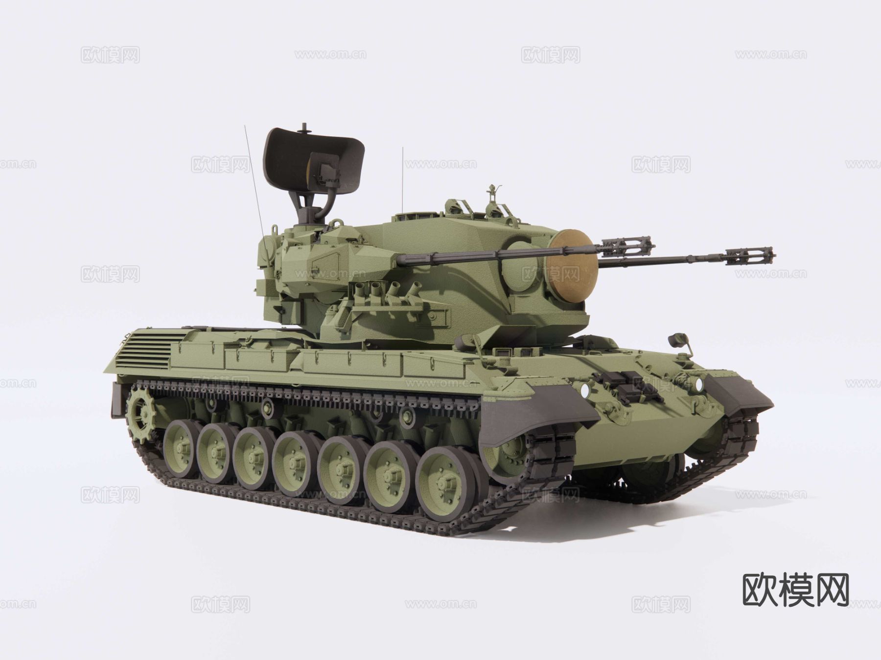 军事坦克 履带车 猎豹防空车su模型下载（渲染图9）