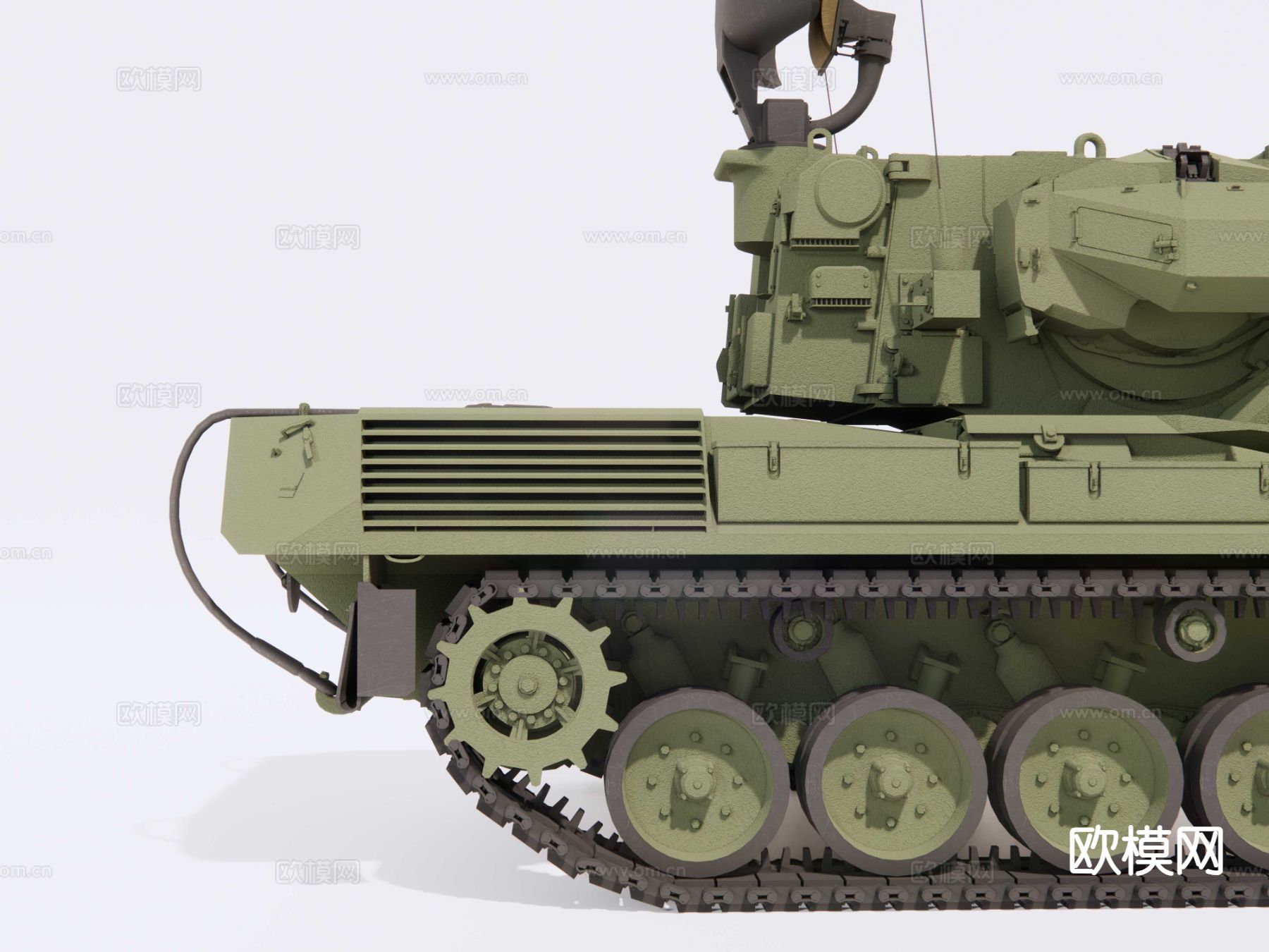 军事坦克 履带车 猎豹防空车su模型下载（渲染图7）