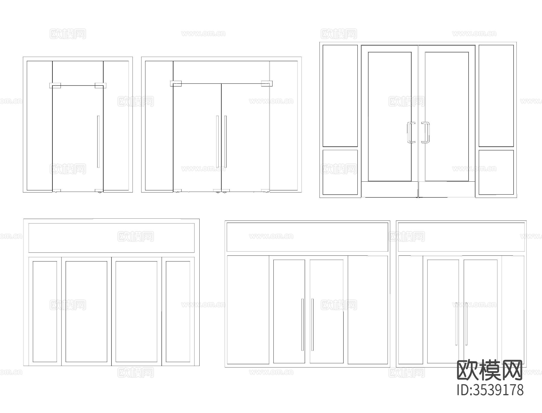 玻璃门窗CAD平面图下载（渲染图4）