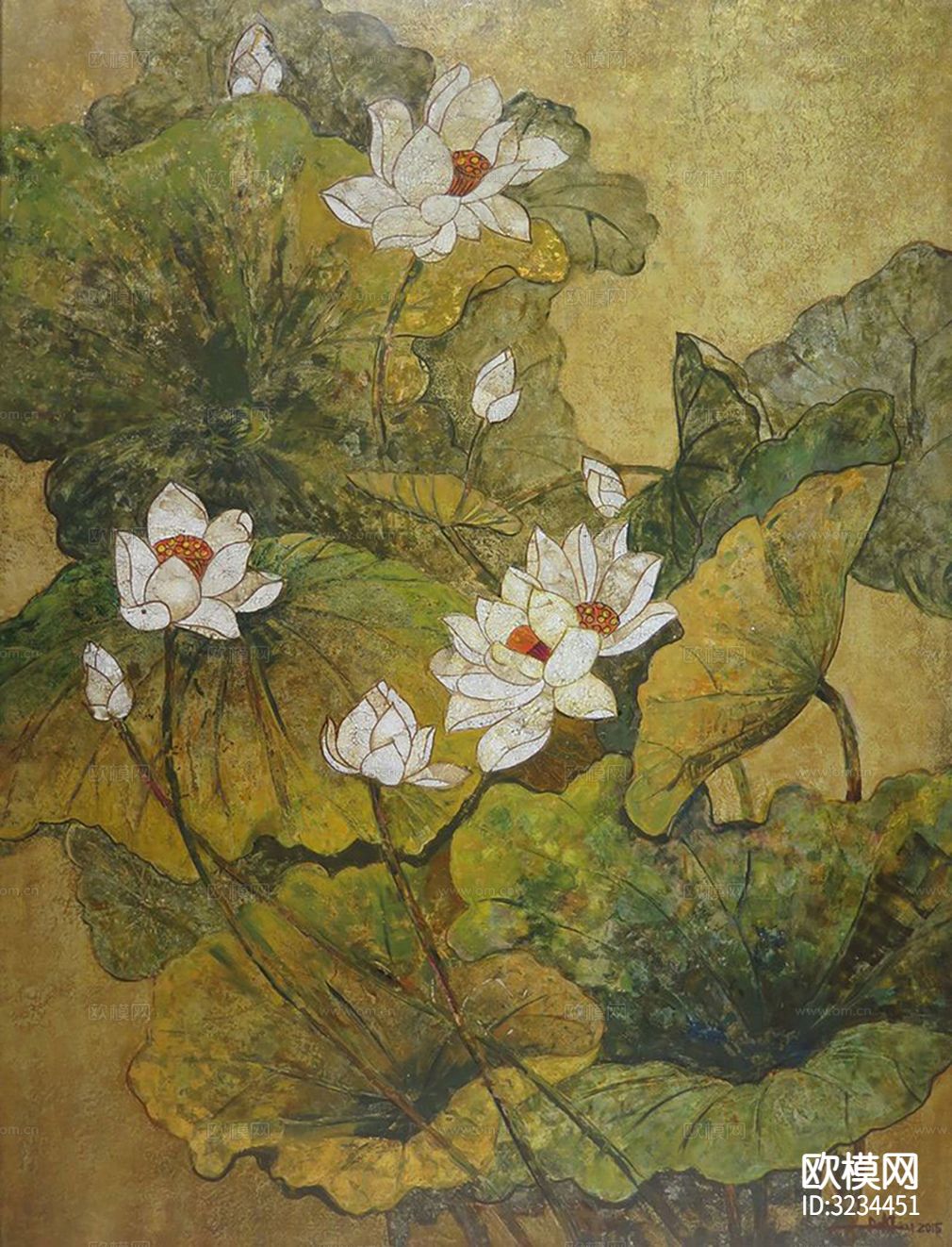 中式装饰画挂画贴图下载（渲染图1）