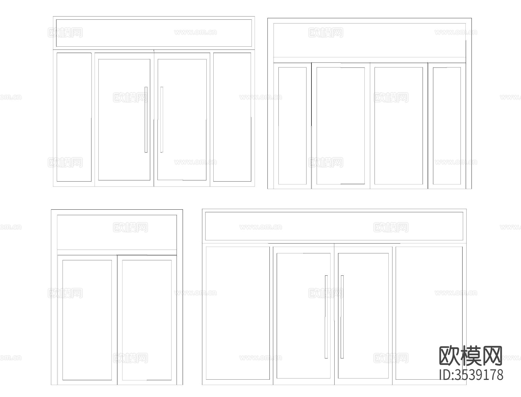 玻璃门窗CAD平面图下载（渲染图1）