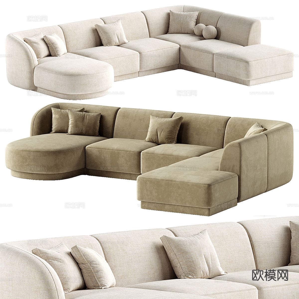 现代转角沙发 多人沙发3d模型下载