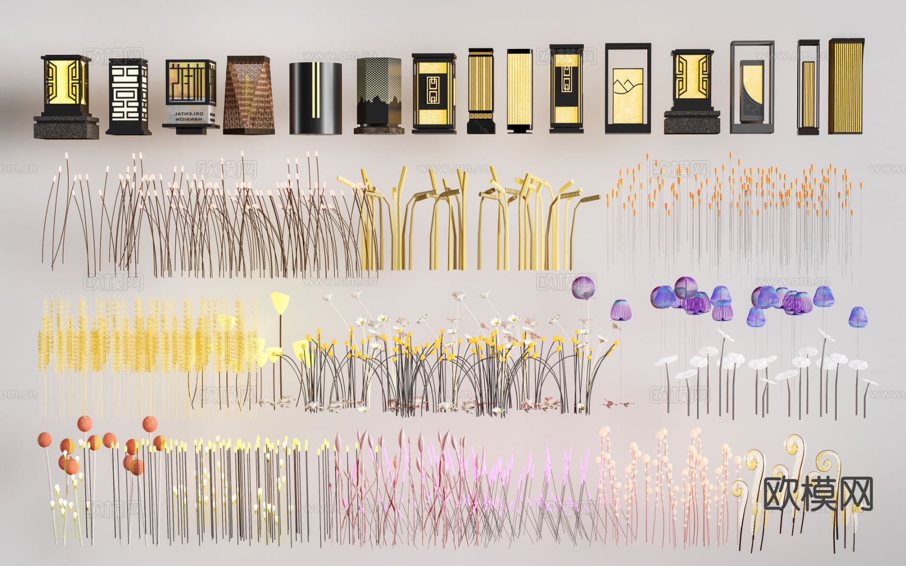 户外灯 景观灯 草坪灯 庭院灯 公园灯su模型下载（渲染图2）