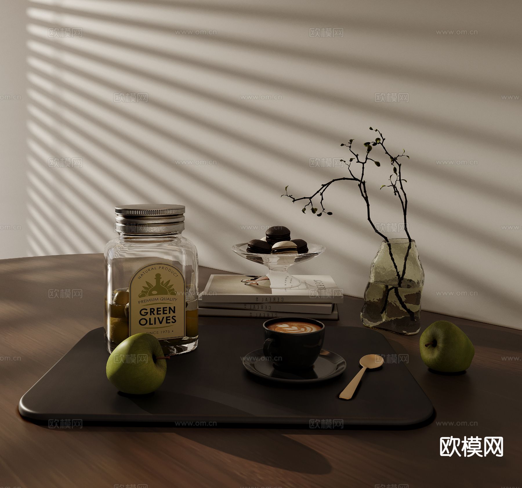 现代装饰品 摆件 花瓶 托盘 餐具3d模型